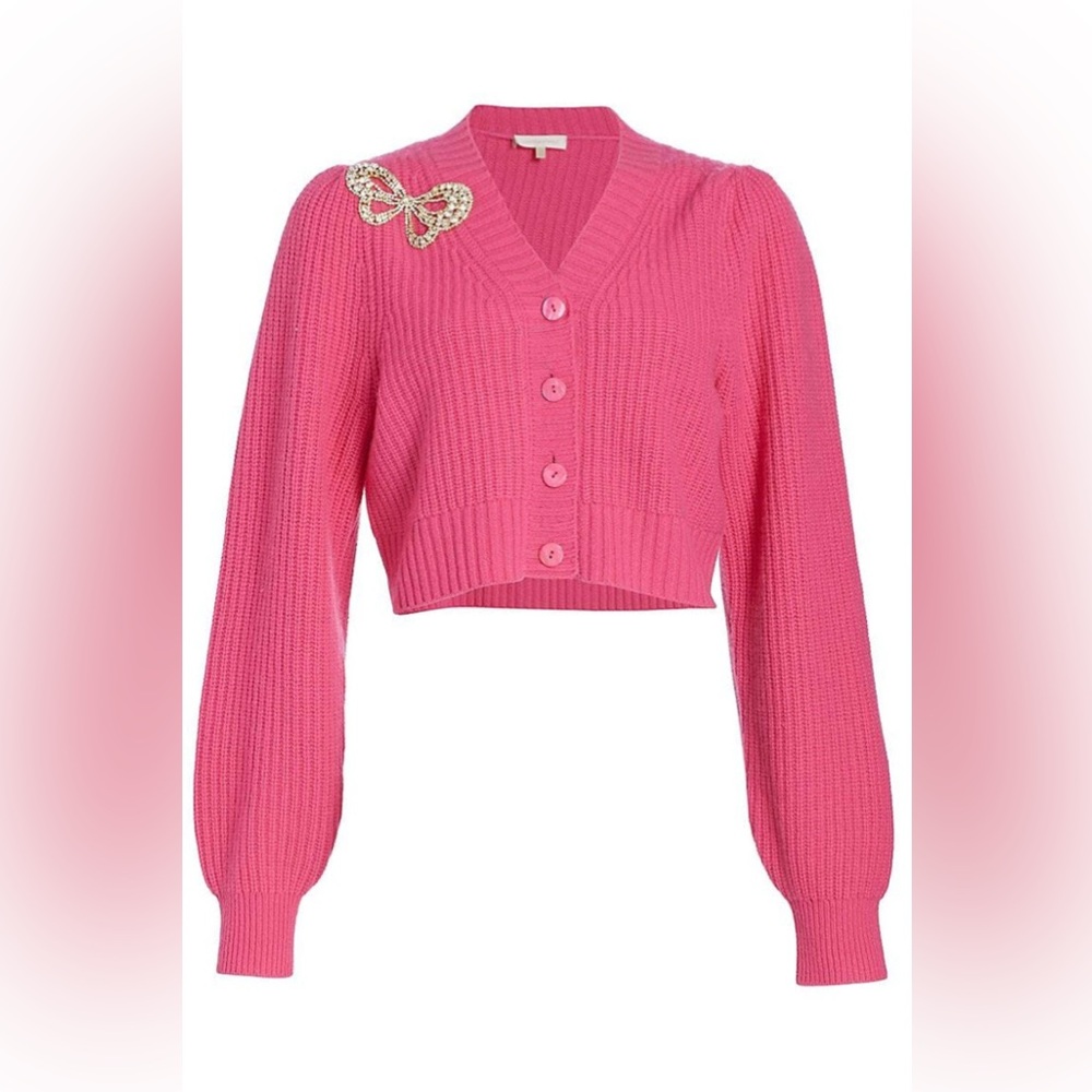 LoveShackFancy Pink Embellished Cardigan